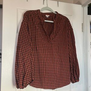 Orange/black gingham top